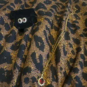Gold and Red Jewelry Set